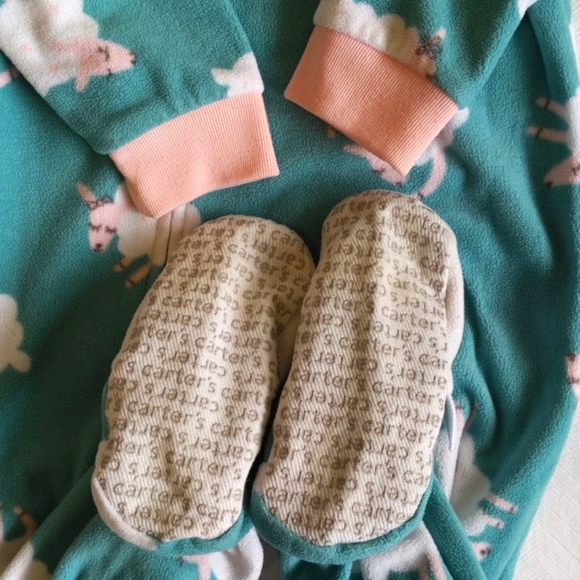 carter's sheep fleece zipper footie sleeper pajamas 2T toddler girls - Picture 3 of 6